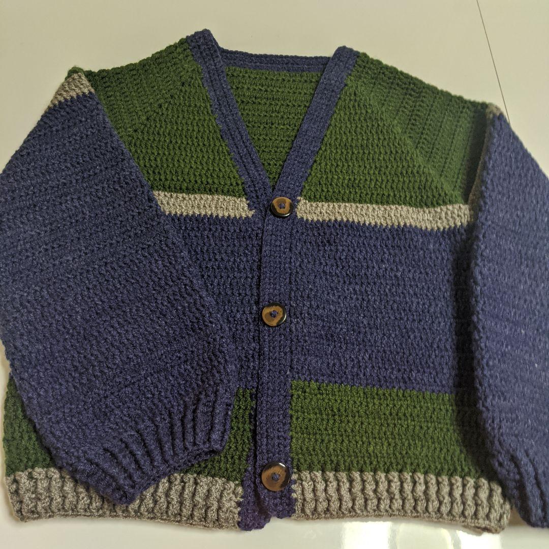 あったかカーディガン ハンドメイド 一点物 ポワン袖