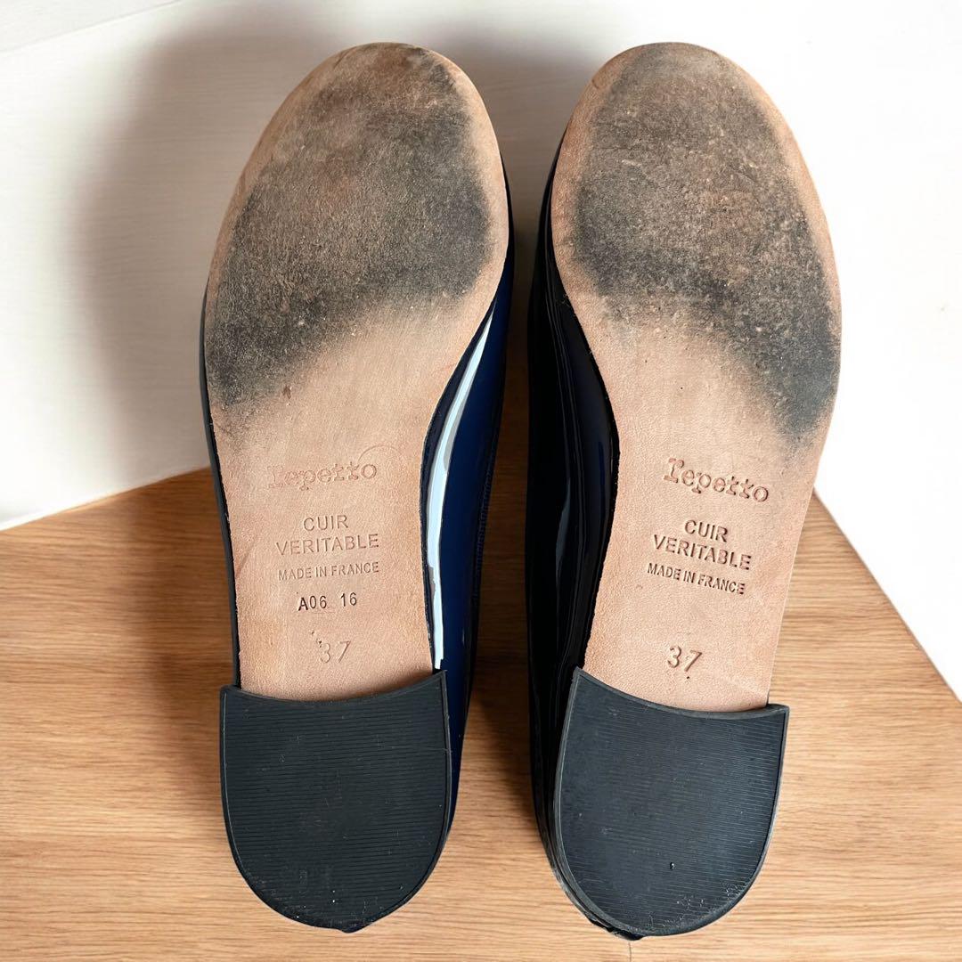 美品 レペット バレエシューズ エナメル REPETTO 37 NAVY - メルカリ