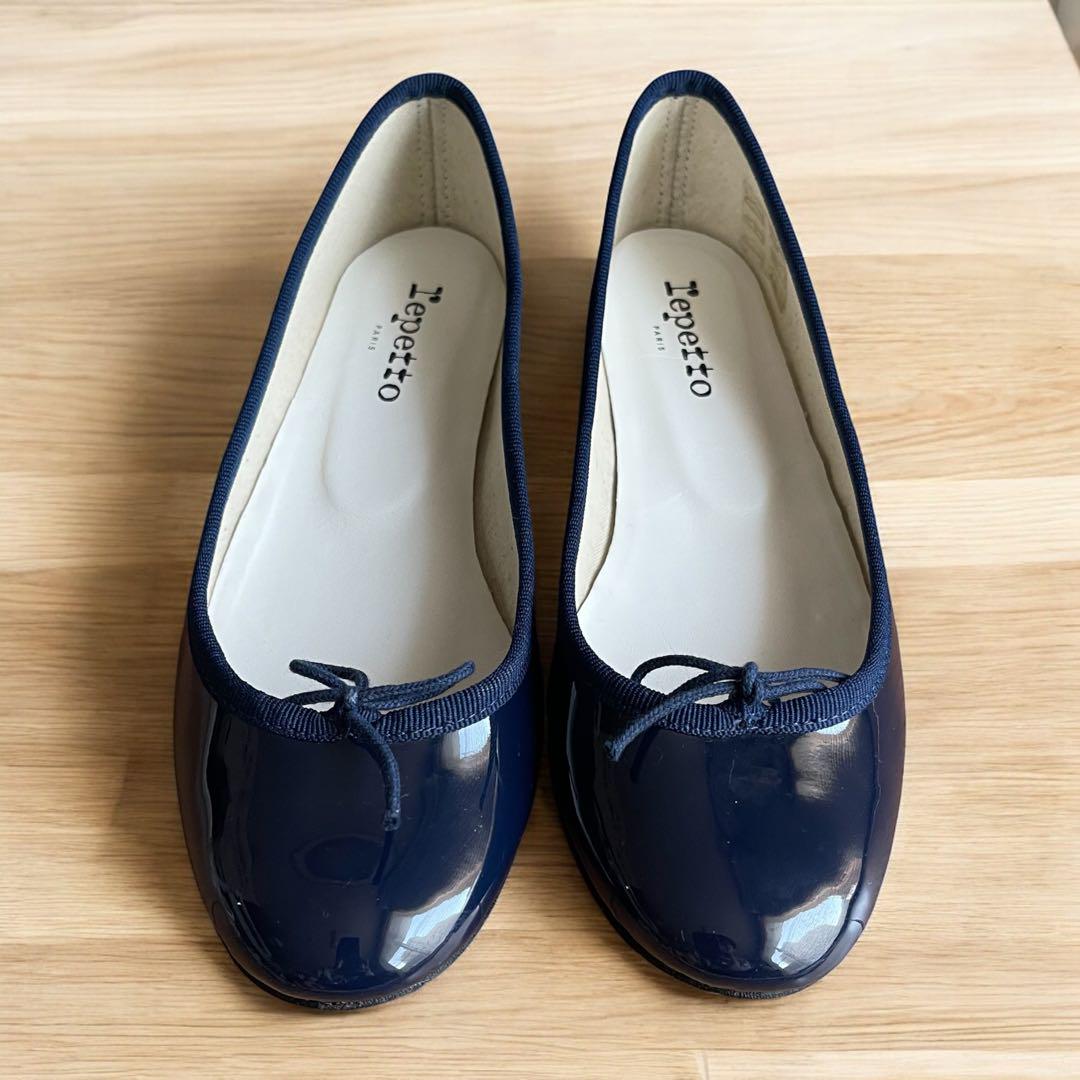 美品 レペット バレエシューズ エナメル REPETTO 37 NAVY
