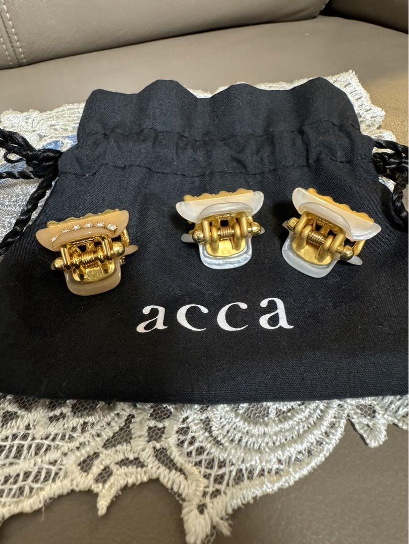 acca アッカ　ヘアクリップ　ミニサイズ　ベージュ　ホワイト　キラキラ
