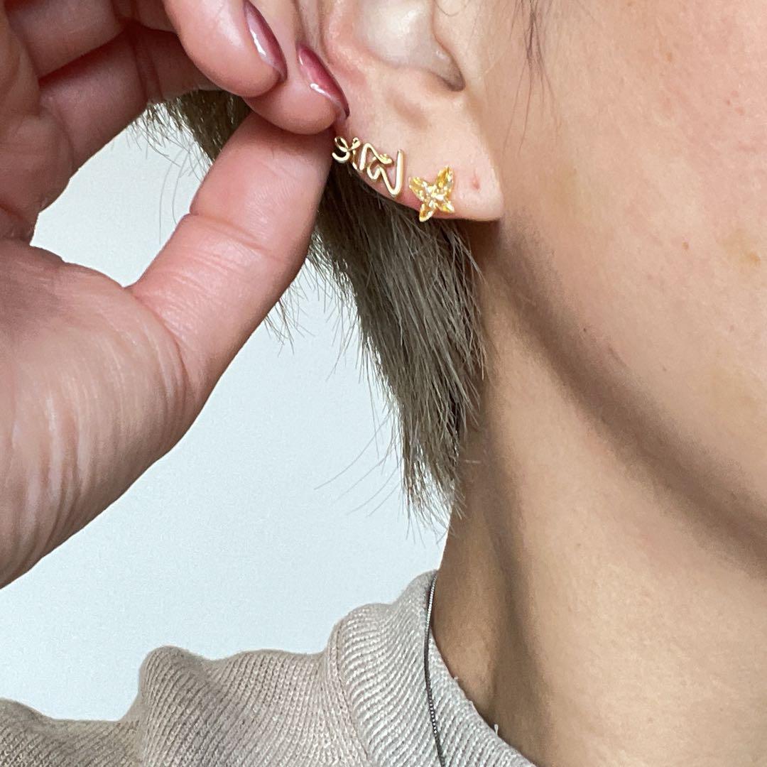 【待望★】 K18YG キュービックジルコニア ピアス バタフライ アクセサリー