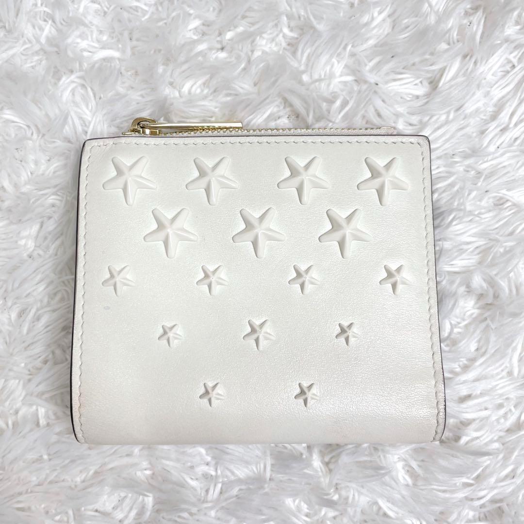 美品✨ジミーチュウ JIMMYCHOO 二つ折り財布 ハンニ スタースタッズ 白 美品✨ジミーチュウ JIMMYCHOO 二つ折り財布 ハンニ スタースタッズ 白