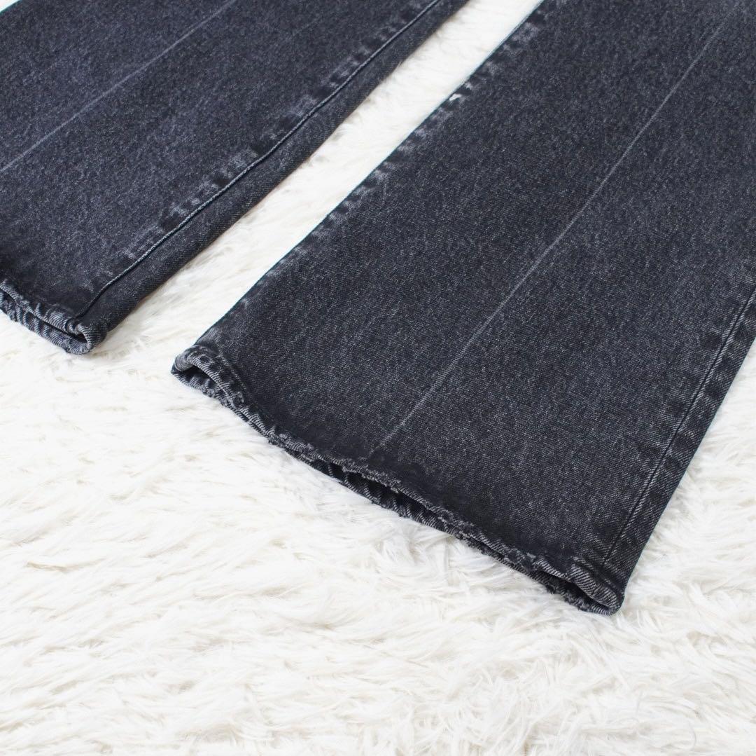 24年 美品《MOUSSY》MVS BLACK FLARE(W27)黒 革パッチ