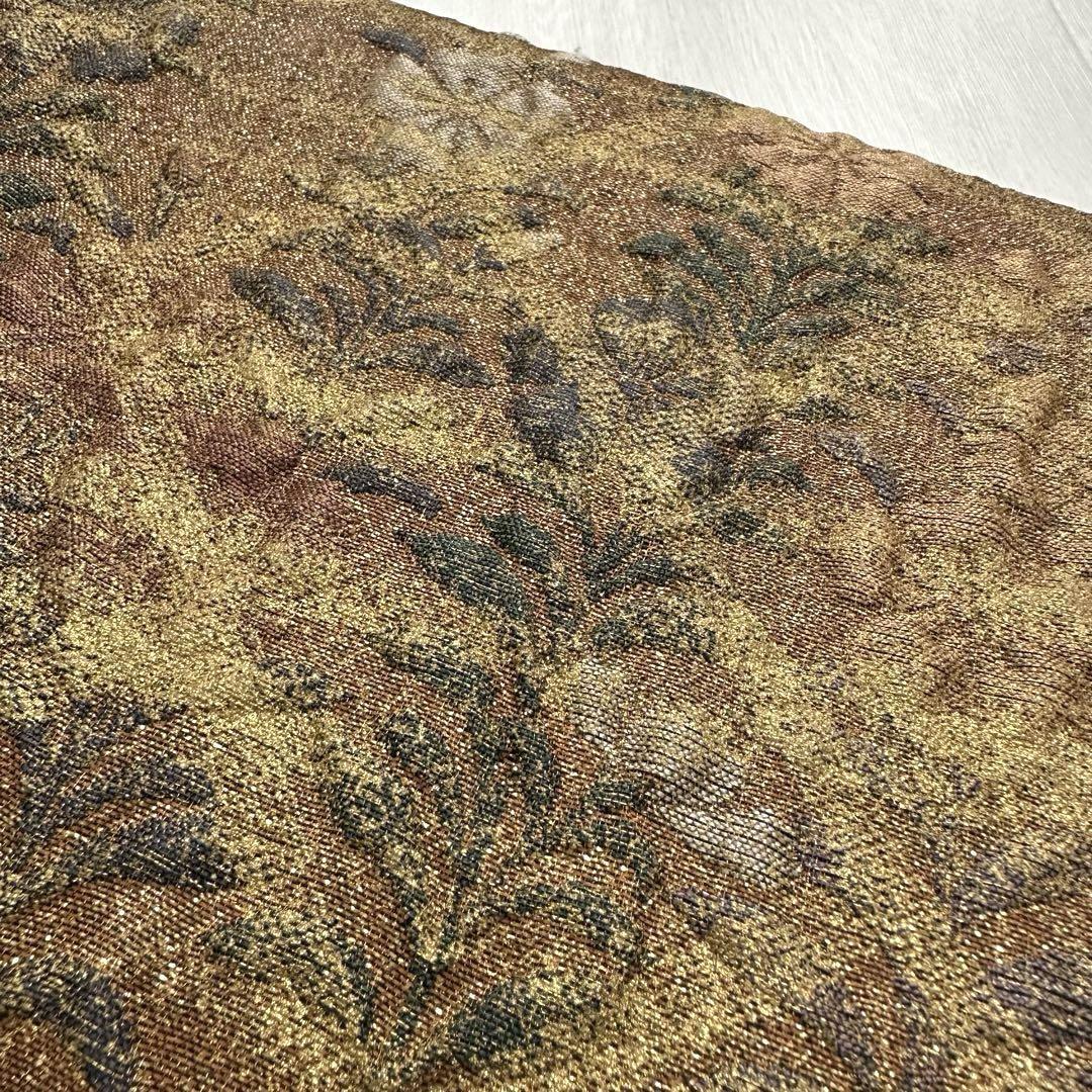 袋帯 ふくれ織り 花模様に金彩 六通 正絹 着物 RO-2676 袋帯 ふくれ織り 花模様に金彩 六通 正絹 着物 RO-2676 着物・浴衣