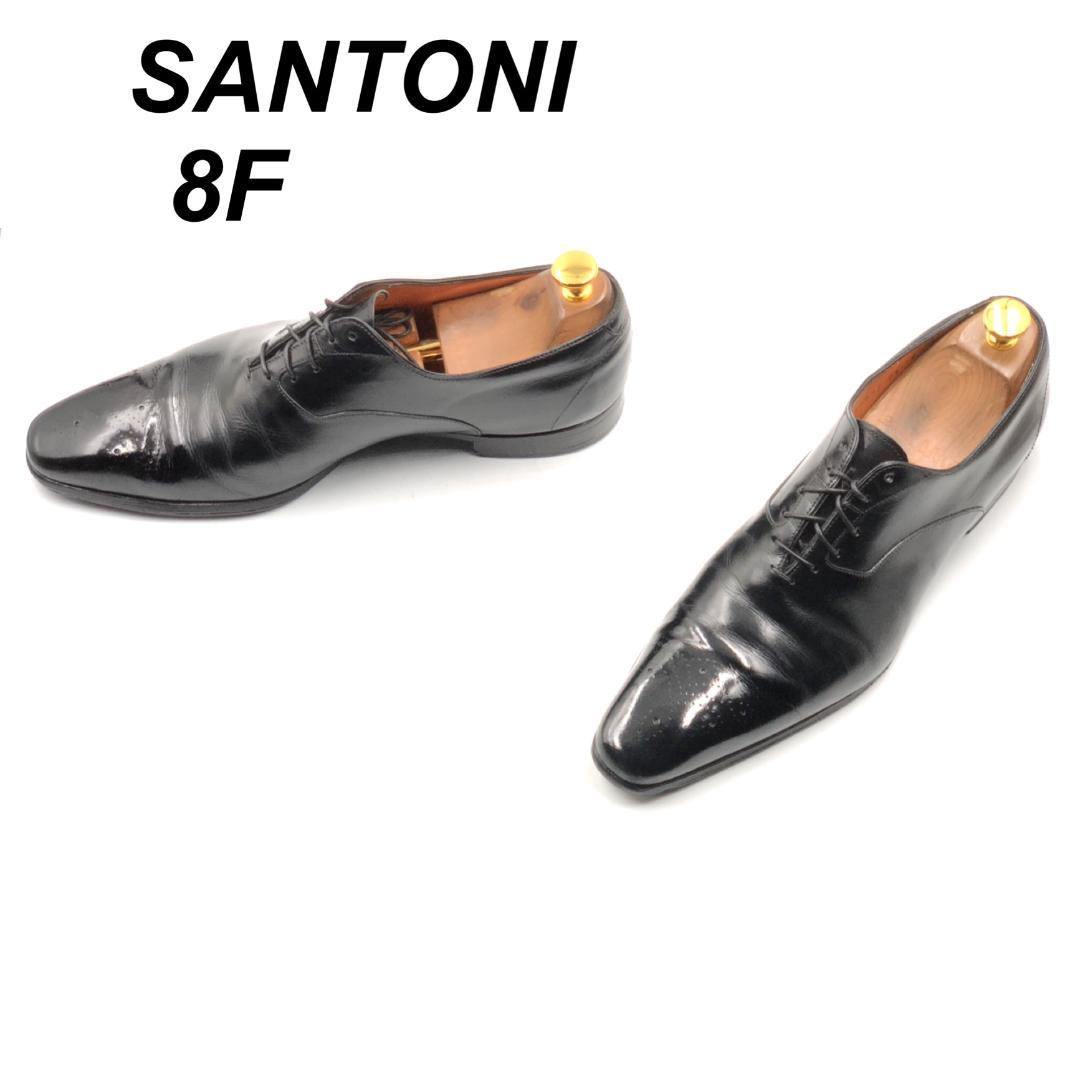 SANTONI サントーニ 8F 10039 プレーントゥ 内羽根 黒
