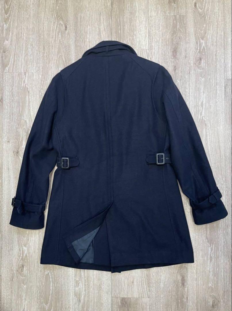 ネイビー チェスターコート カシミヤ混ウール