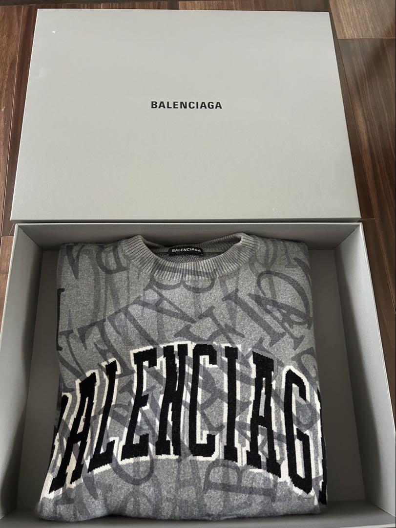 BALENCIAGA ⭐︎バレンシアガ グレー ロゴ ニット⭐︎箱付き