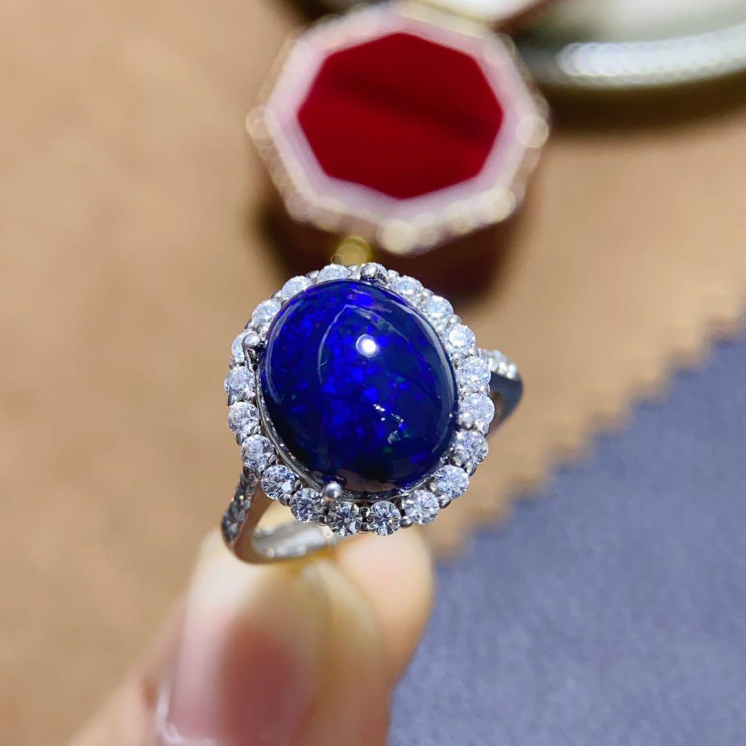 天然ブラックオパール リング 10×12mm S925 フリーサイズ 天然ブラックオパール リング 10×12mm S925 フリーサイズ