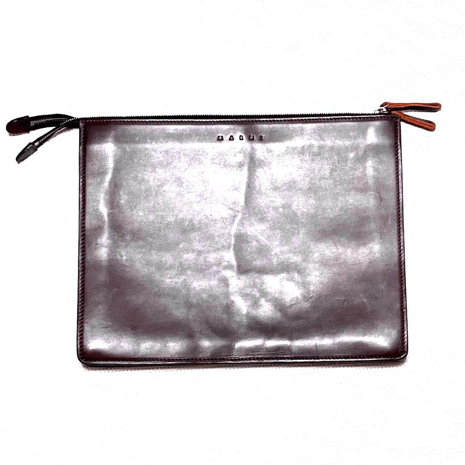 マルニ MARNI クラッチバッグ セカンドバッグ ボルドー ロゴ型
