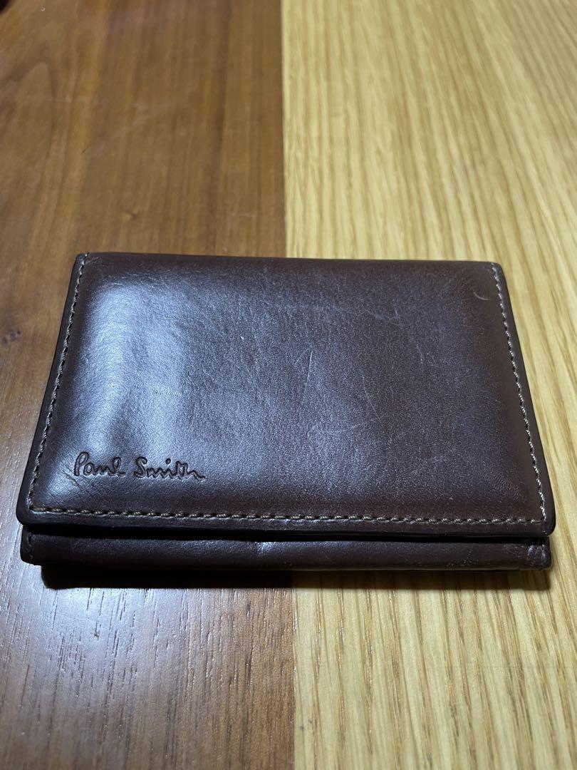 Paul Smith 名刺入れ ブラウン レザー 名刺入れ カードケース レザー ロゴ型押し 茶 ブラウン 青