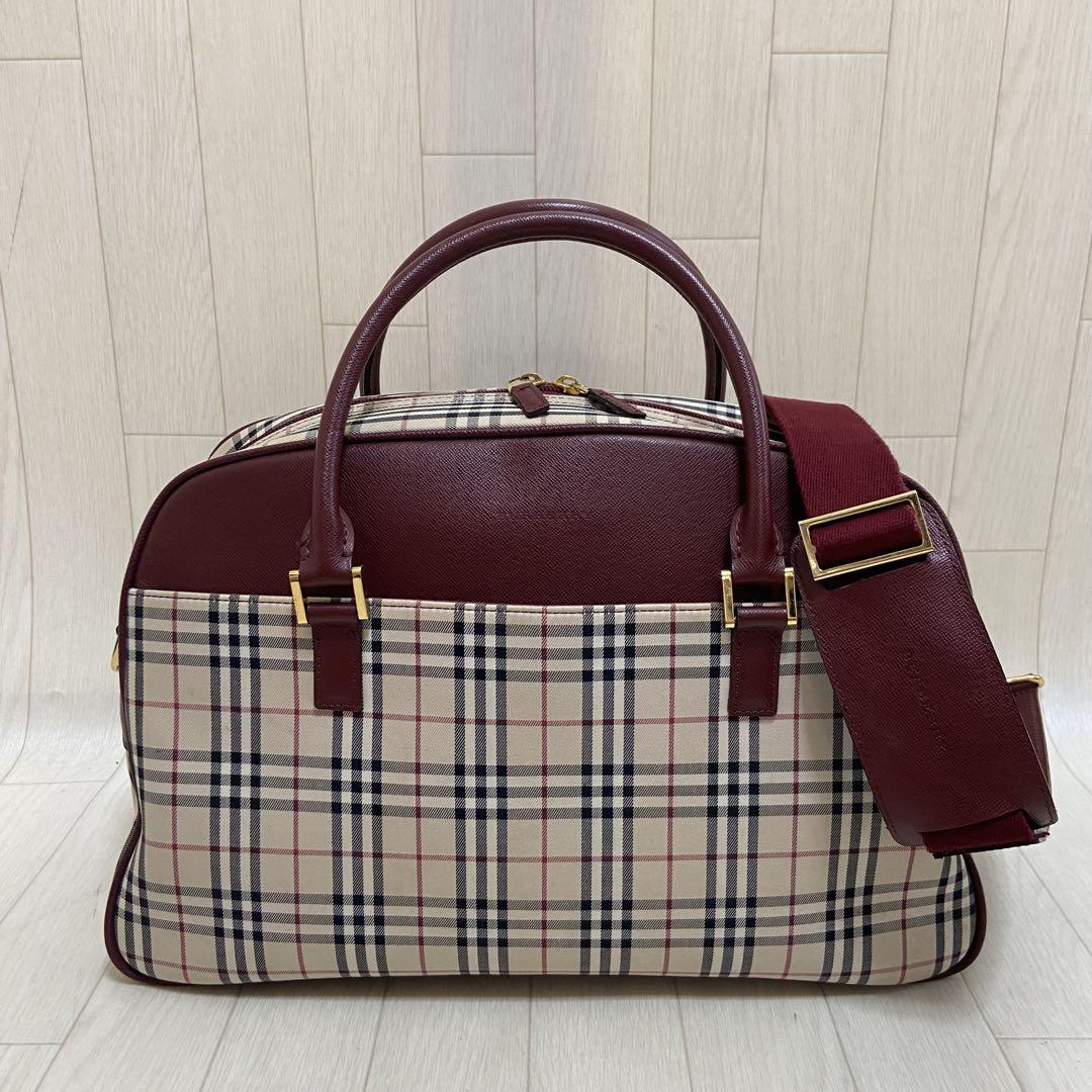 BURBERRY バーバリー ボストンバッグ ノバチェック 大容量 旅行用 出張 鑑定済み】BURBERRY バーバリー ボストンバッグ ノバチェック 大
