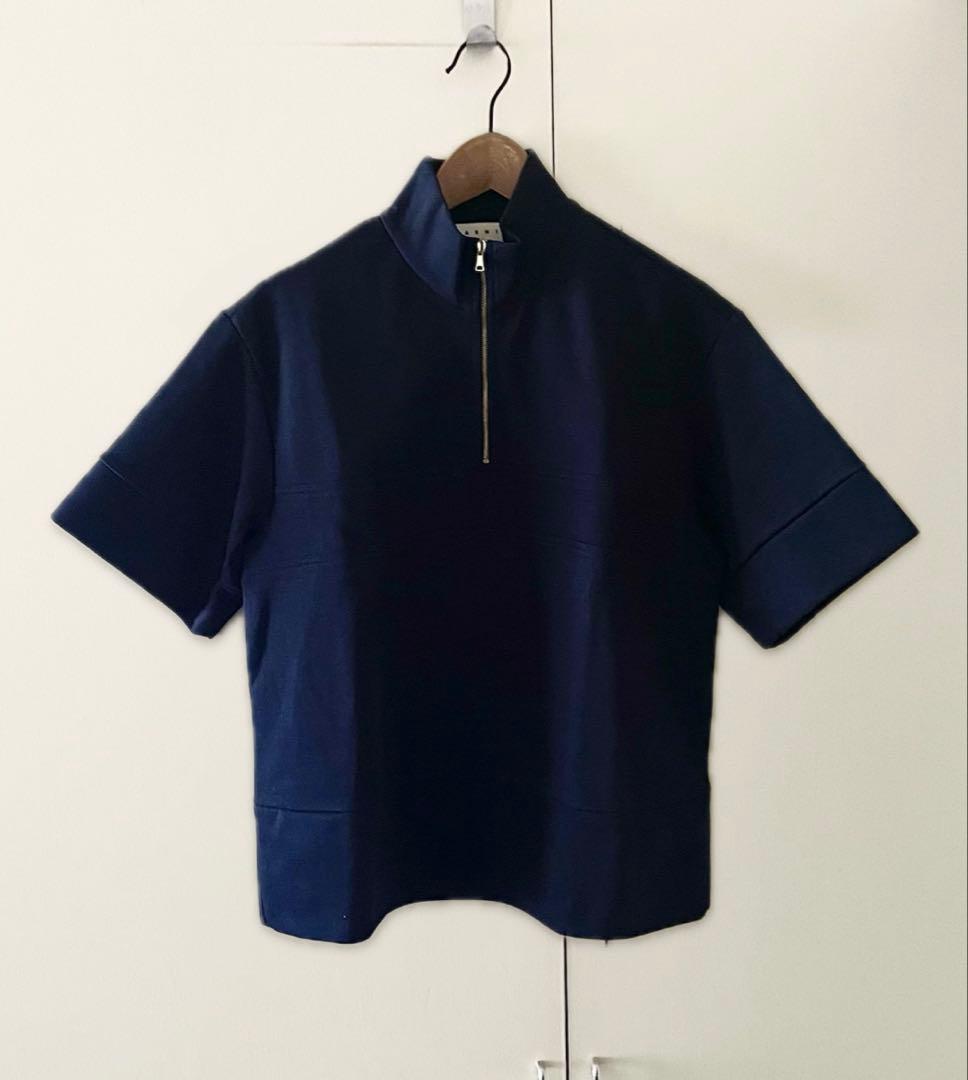 MARNI ネイビー ハーフジップデザイントップス