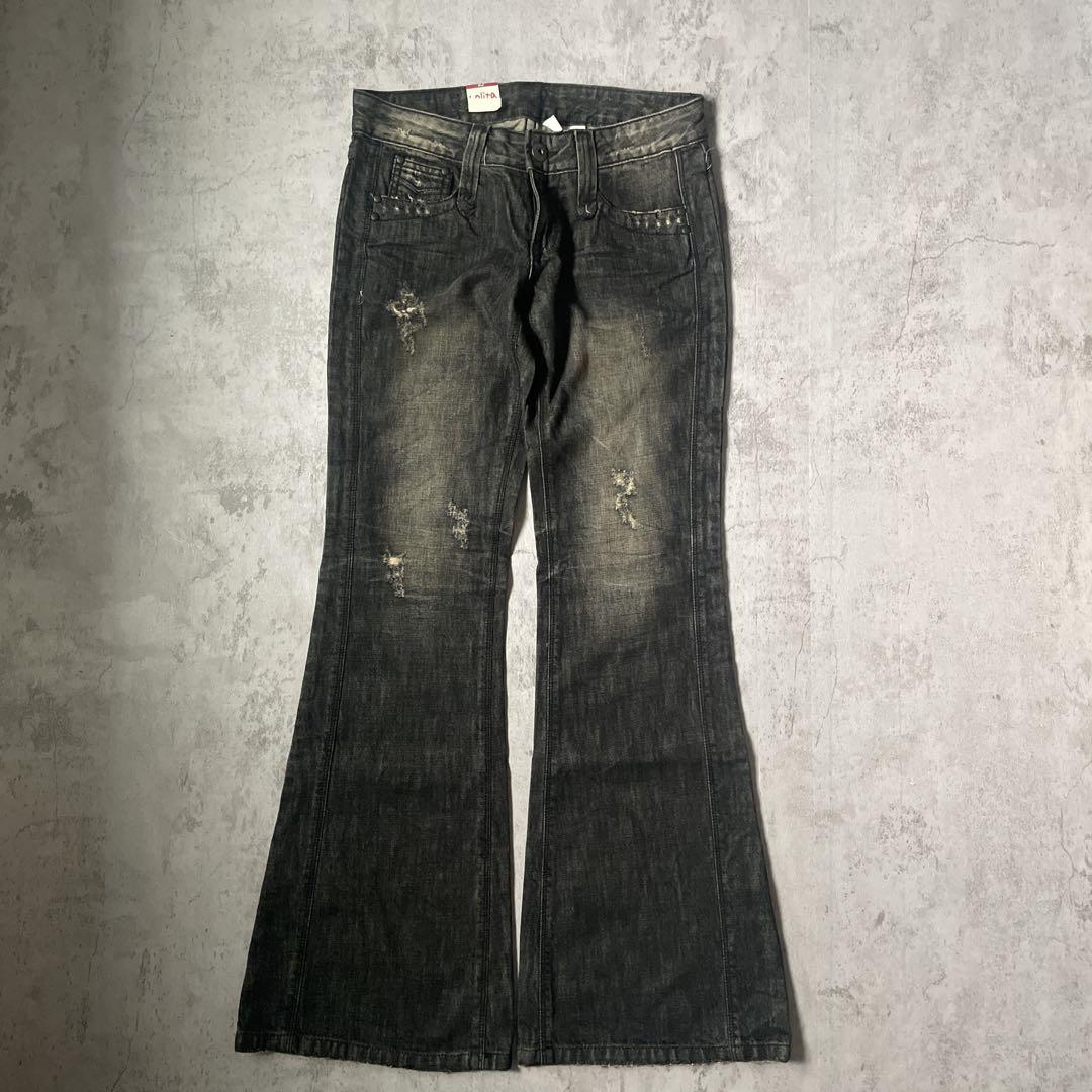 Black flare denimフレア ブーツカット デニム ロリータ 韓国 8,700円