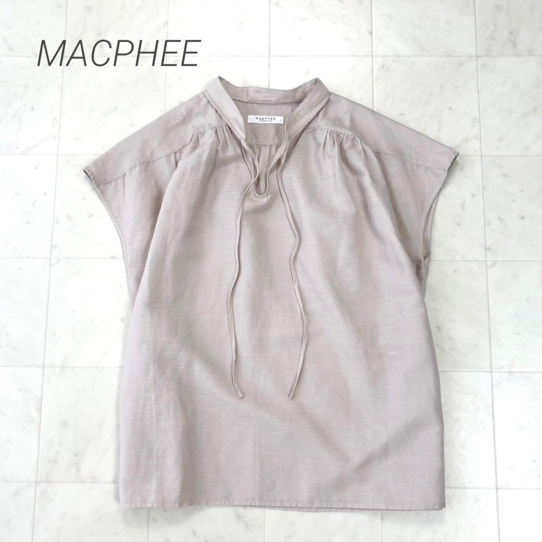 MACPHEE★ポリエステルリネン ギャザースキッパーブラウス