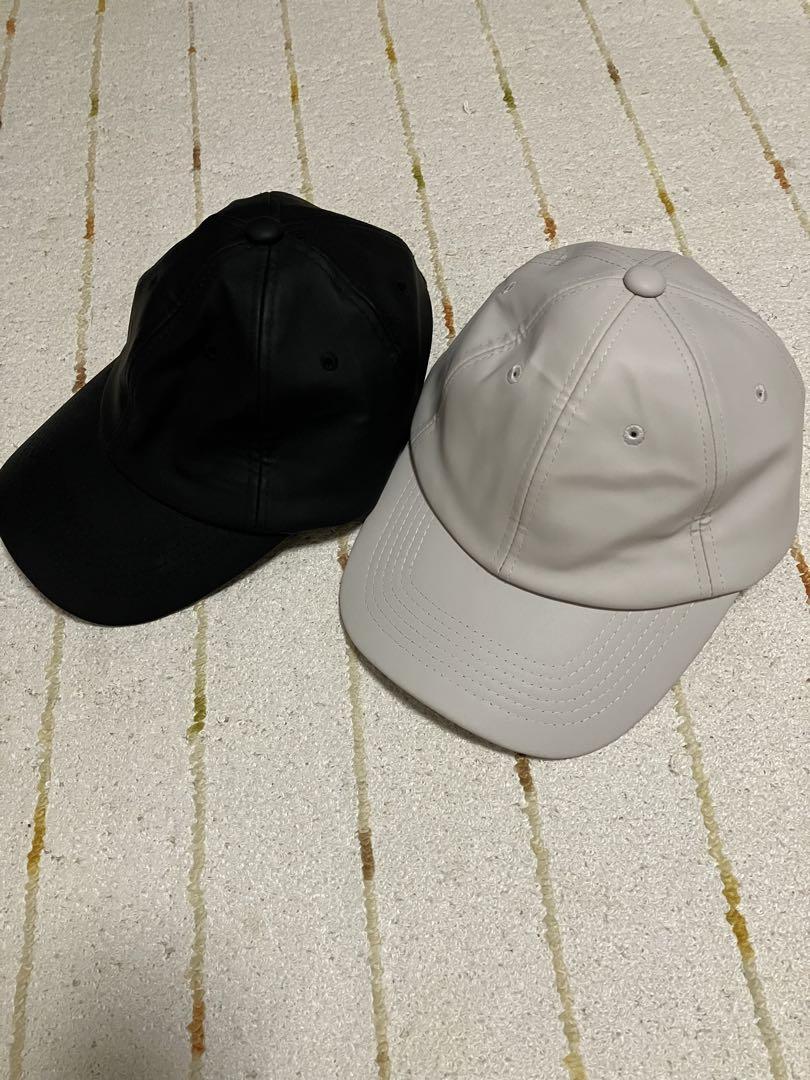 【ファッション通販】 白 黒 ベースボールキャップ 合成皮革 2個セット メルカリ - 帽子