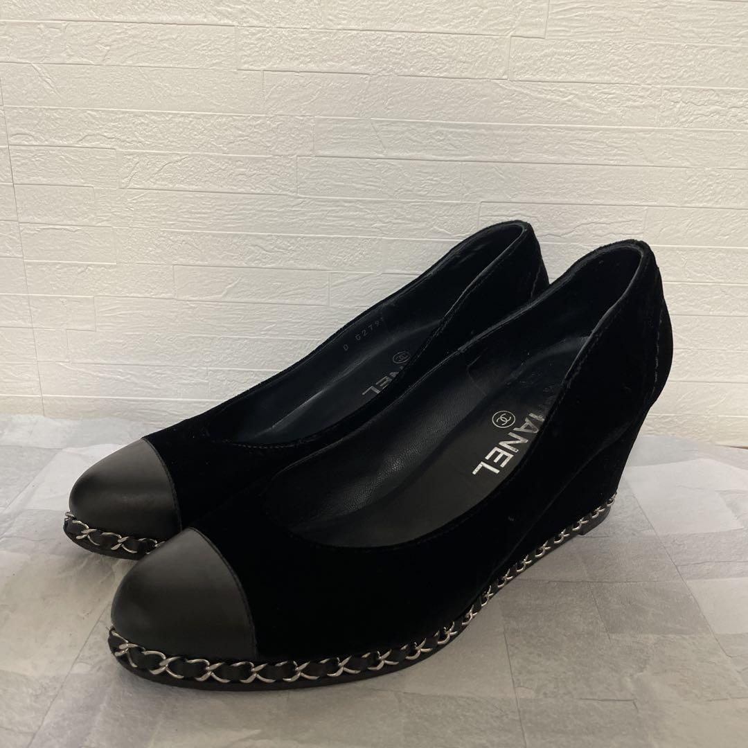 ⭐︎美品 CHANEL ブラック ウェッジヒール 24cm