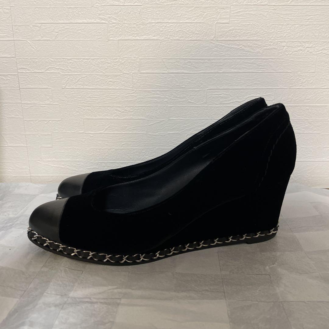 ⭐︎美品 CHANEL ブラック ウェッジヒール 24cm