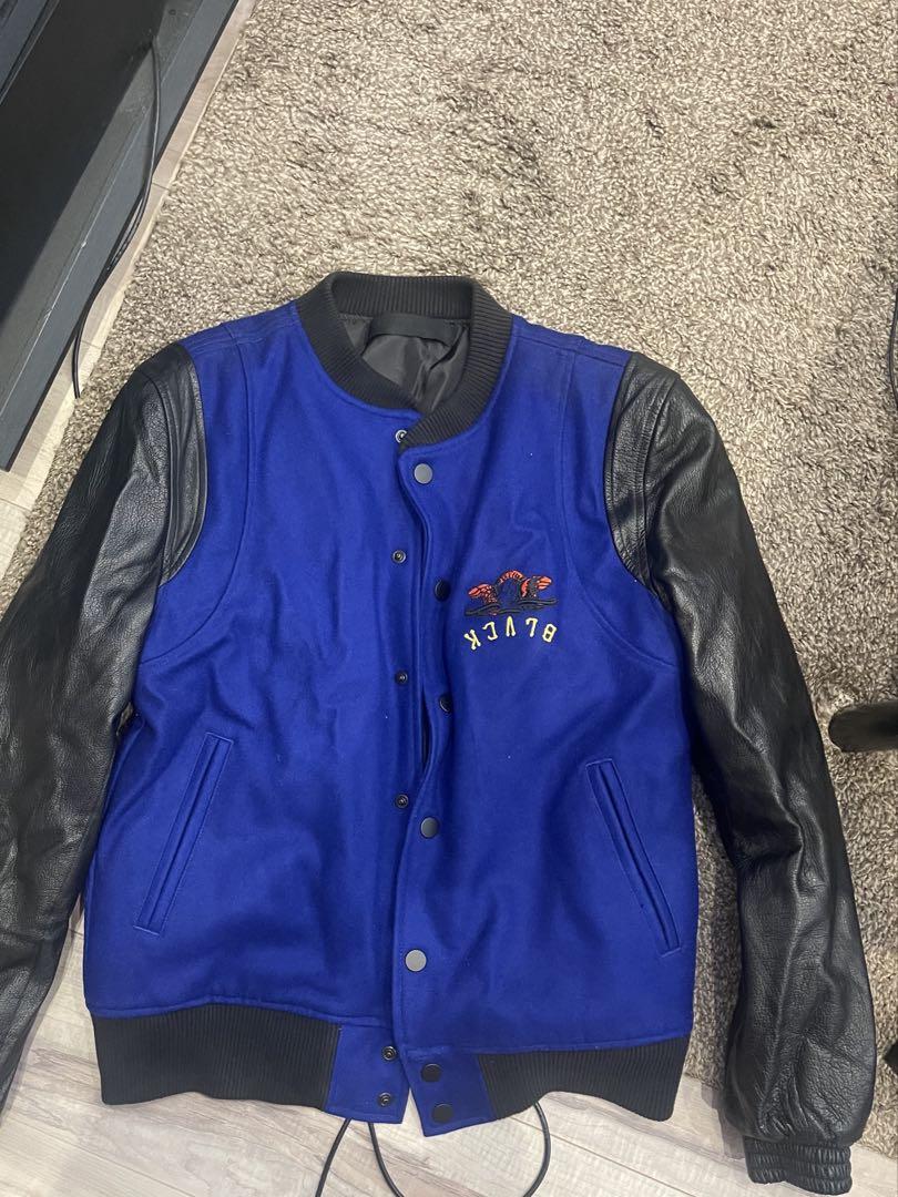 BLACKSCALE スタジャン ブルー　ウール レザージャケット