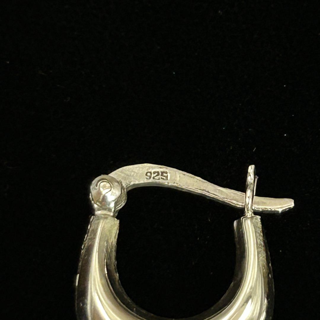 シルバー925 Silver デザインフープピアス/軽研磨加工/イヤリング/両耳