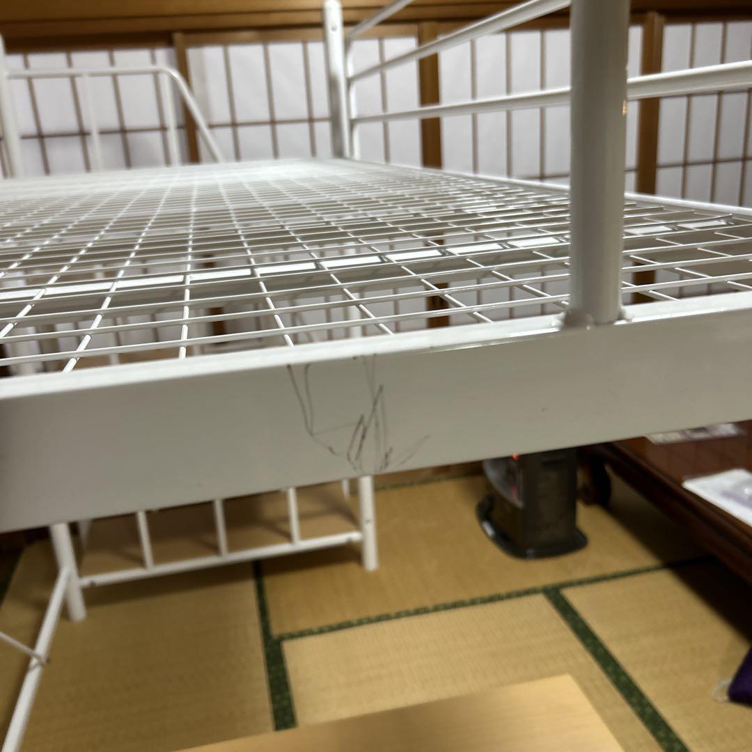 ロフトベッド 階段付き パイプベッド シングル テーブル　コンセント付き