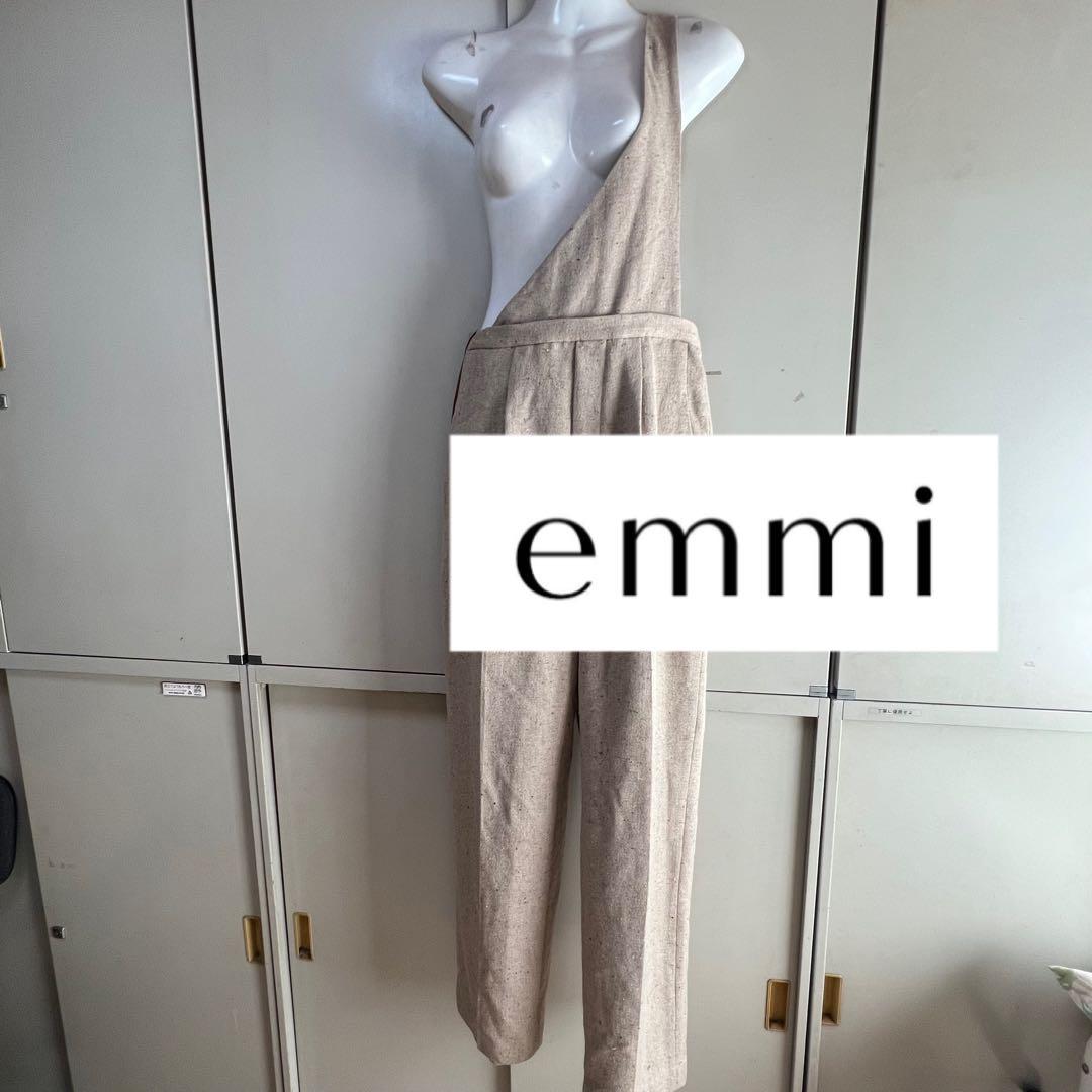 emmi ツイードサロペット　上品　ワンショルダー　羊毛混