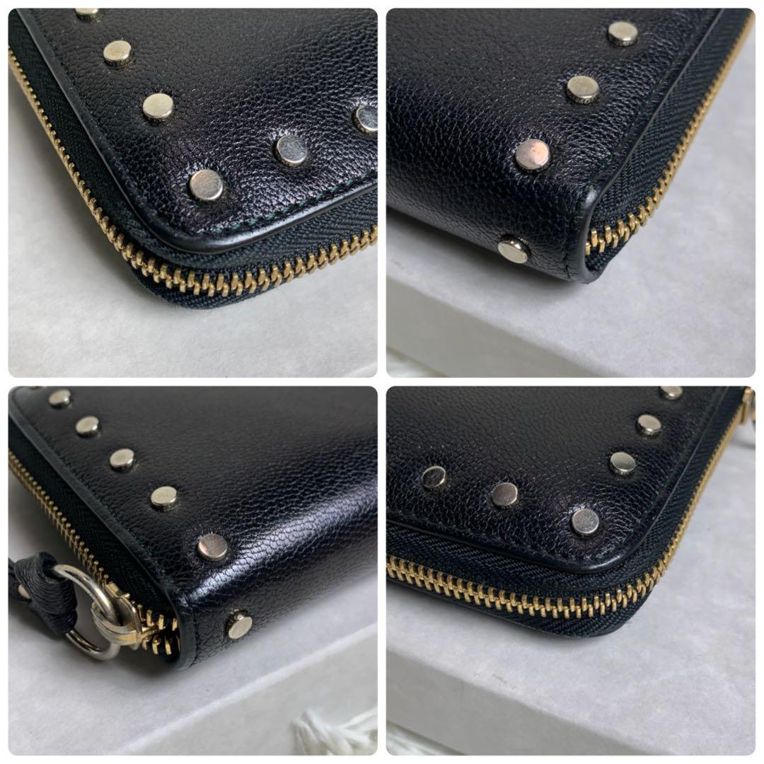 【付属品】ジミーチュウ ピッパ スタッズ ラウンドファスナー 長財布 黒