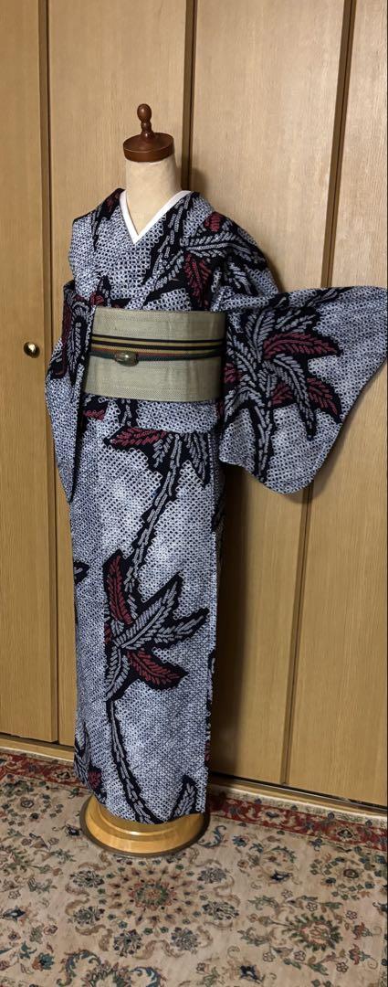 有松鳴海絞り　三浦絞り　裄丈たっぷりサイズ　広襟　　美品