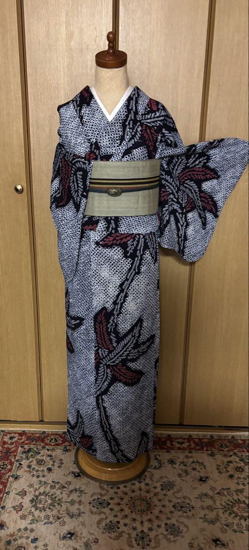 有松鳴海絞り　三浦絞り　裄丈たっぷりサイズ　広襟　　美品
