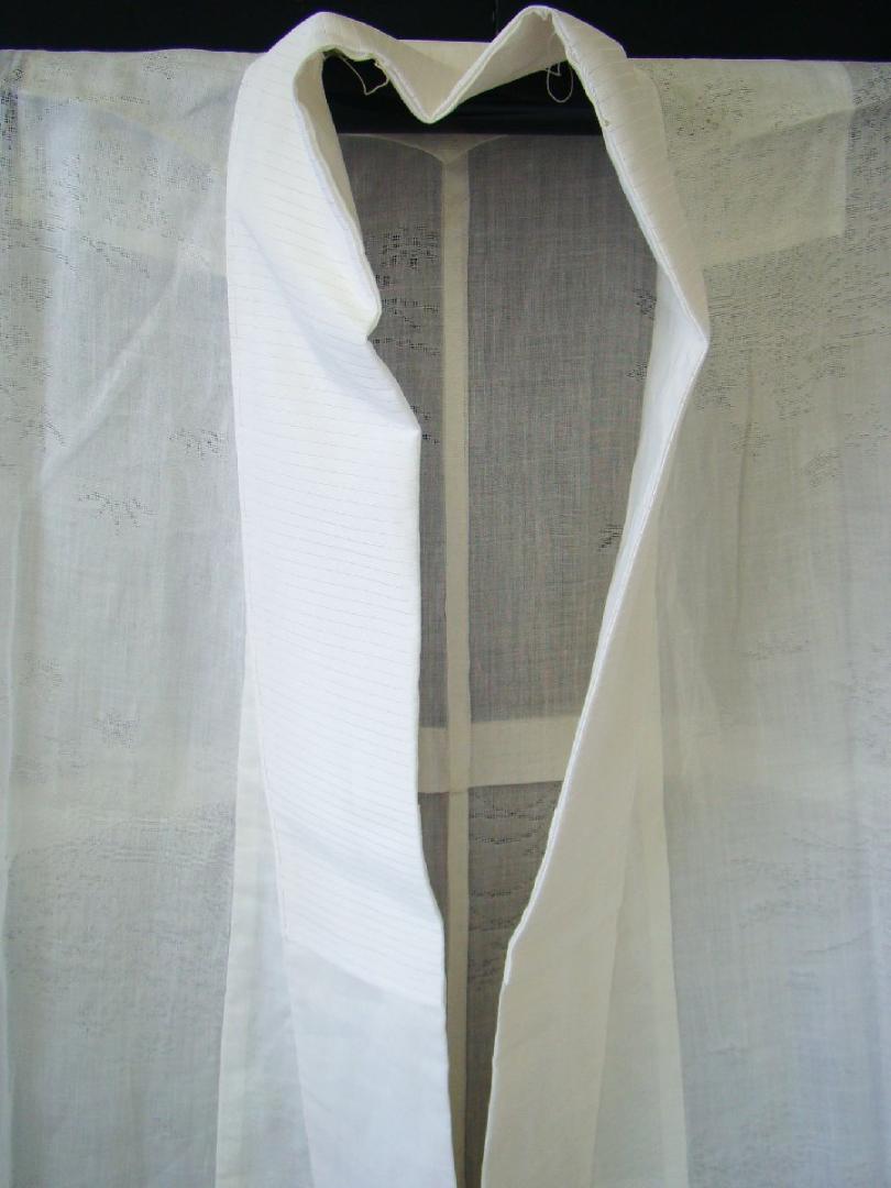 夏物 裄64.4cm 麻 白地 長襦袢 半衿付 未使用～155cm Js685