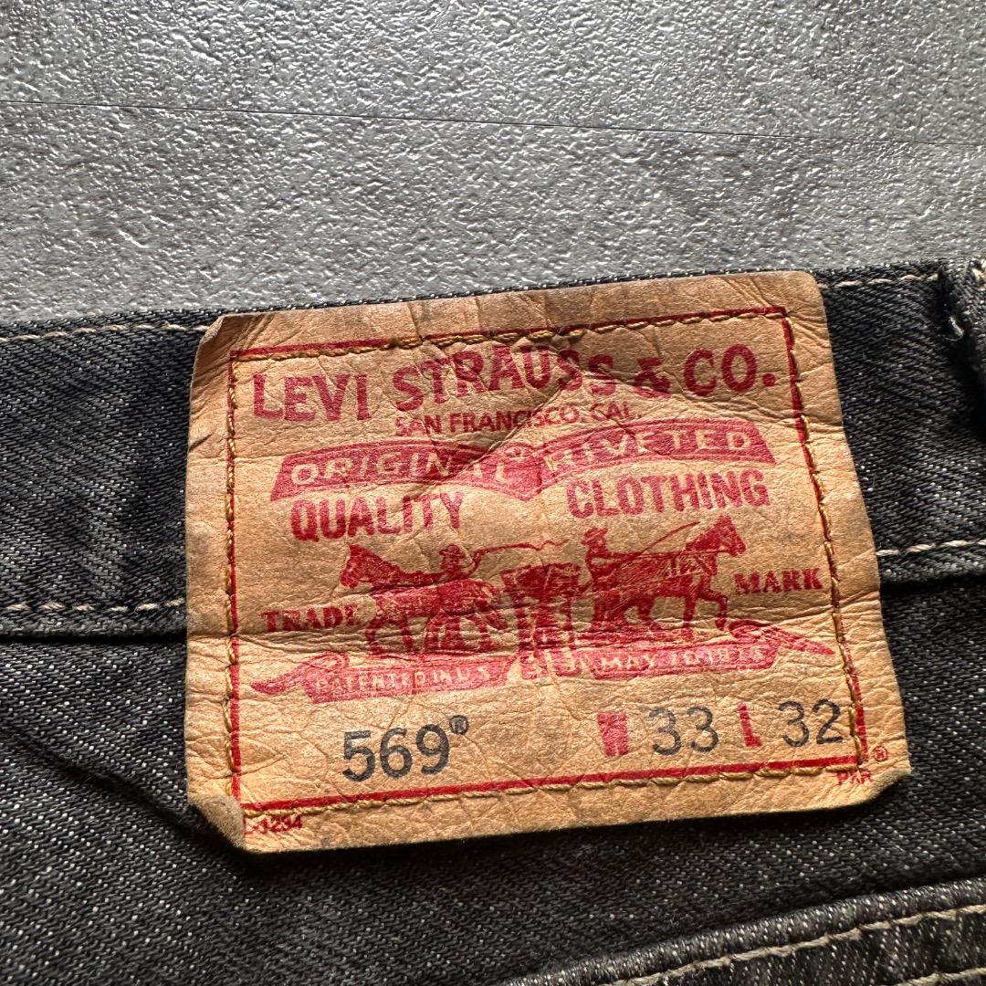 W33 L32】levi's ブラックデニム 先染ブラック リーバイス 569
