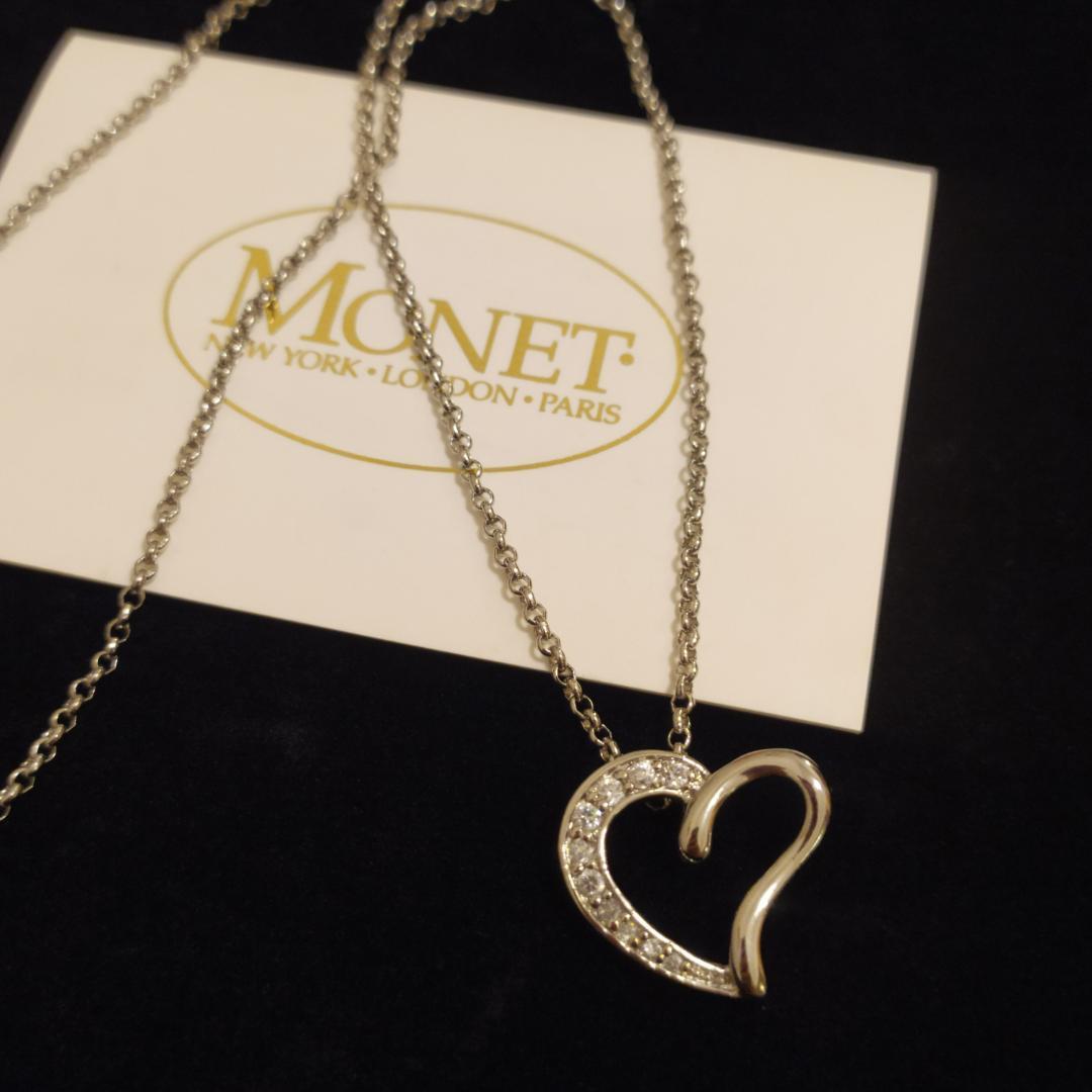 MONET　モネ　シルバー　ネックレス　ハート　チャーム チェーン　ペンダント