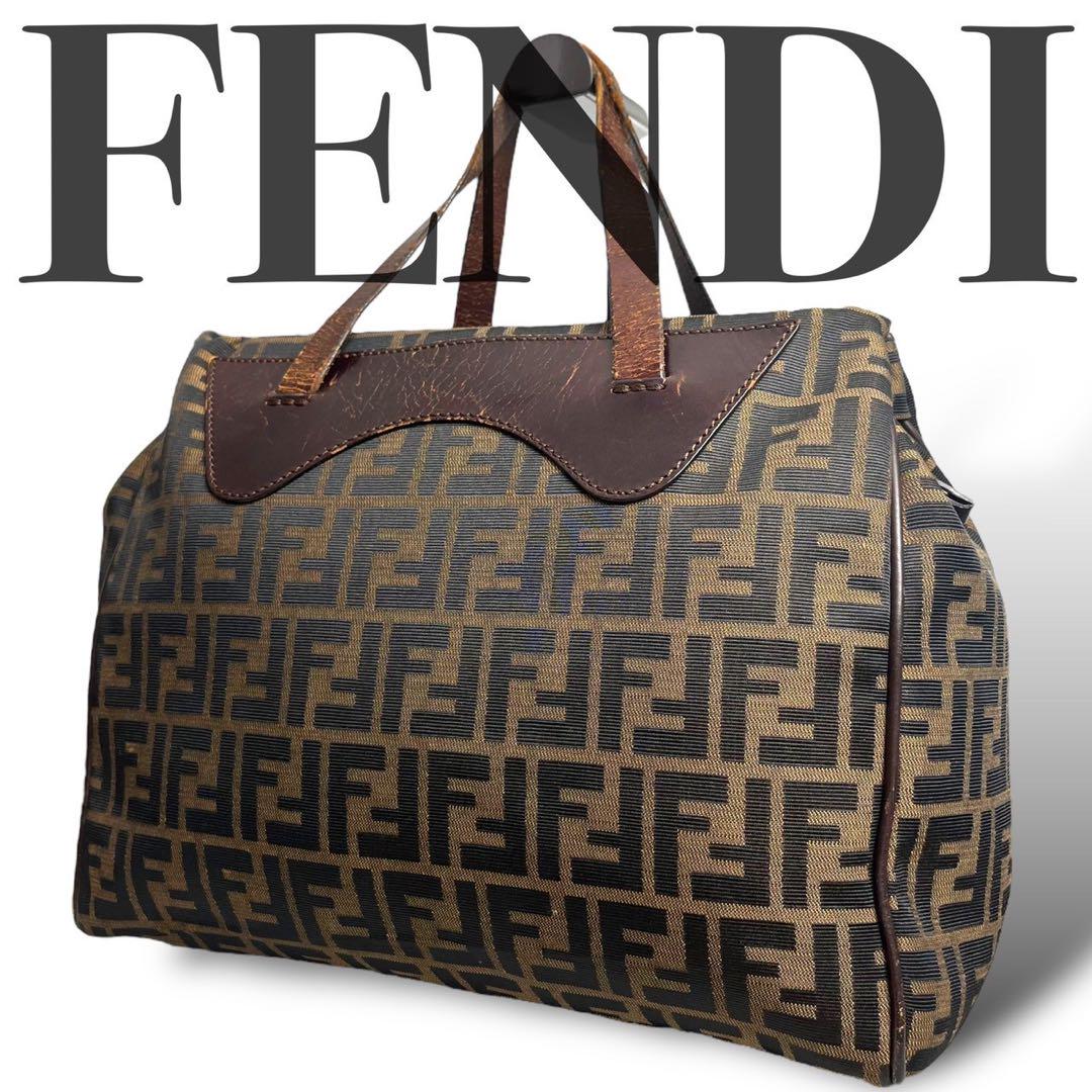 バッグ良品 FENDI 2534 フェンディ ハンドバッグ  ズッカ柄  ブラウン