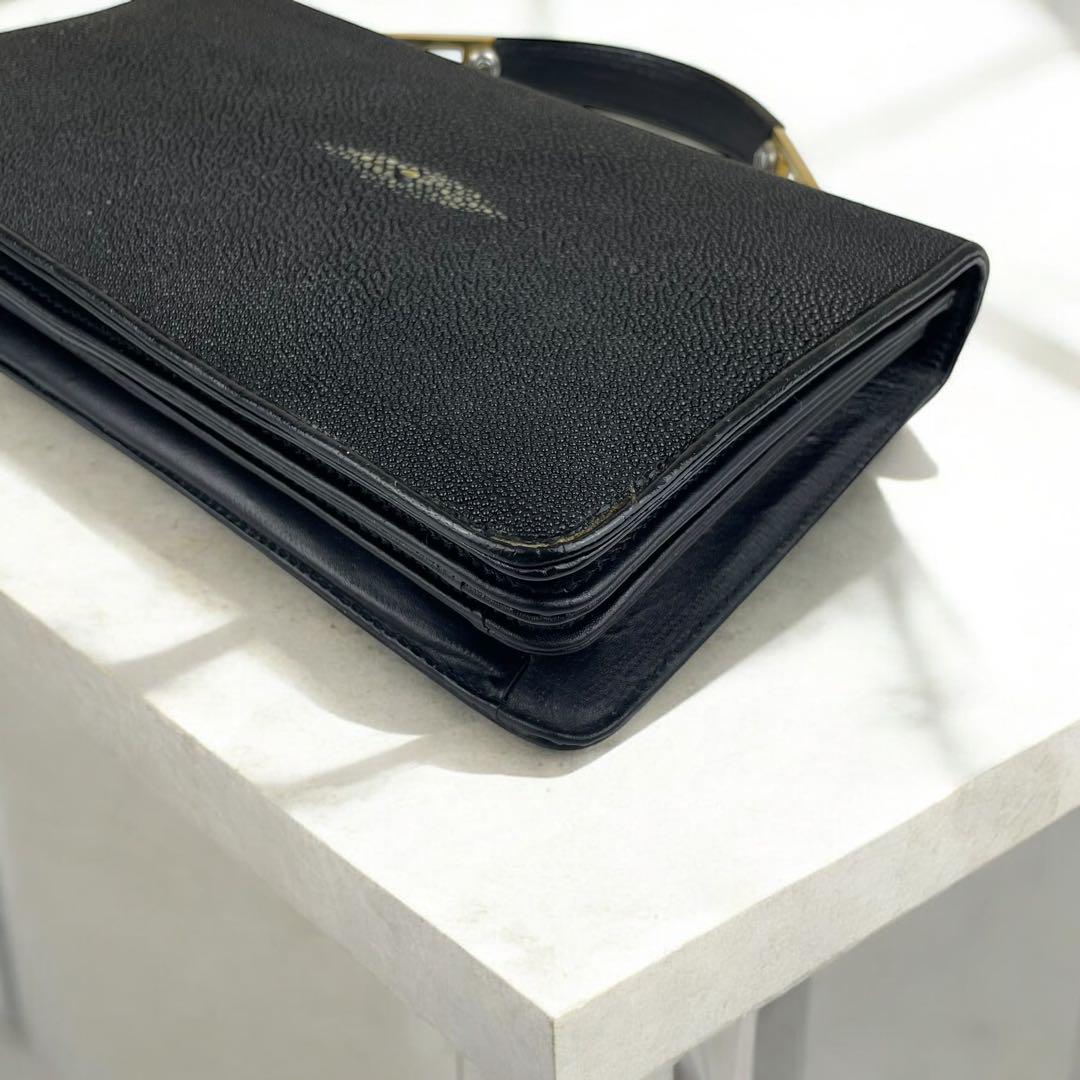 良品　スティングレイ　ガルーシャ　ハンドバッグ　2way　ゴールド金具　自立可能