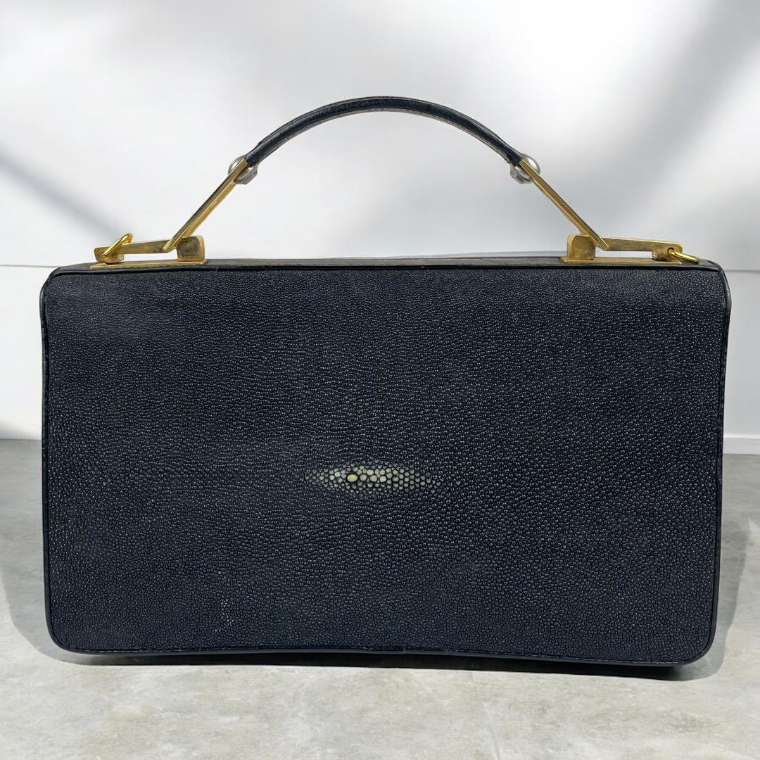良品　スティングレイ　ガルーシャ　ハンドバッグ　2way　ゴールド金具　自立可能