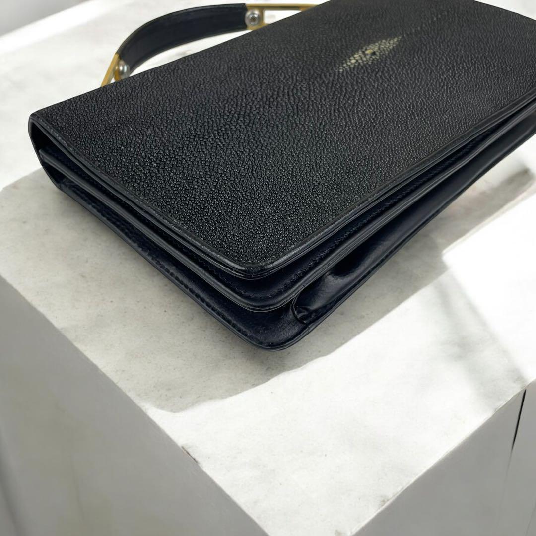 良品　スティングレイ　ガルーシャ　ハンドバッグ　2way　ゴールド金具　自立可能