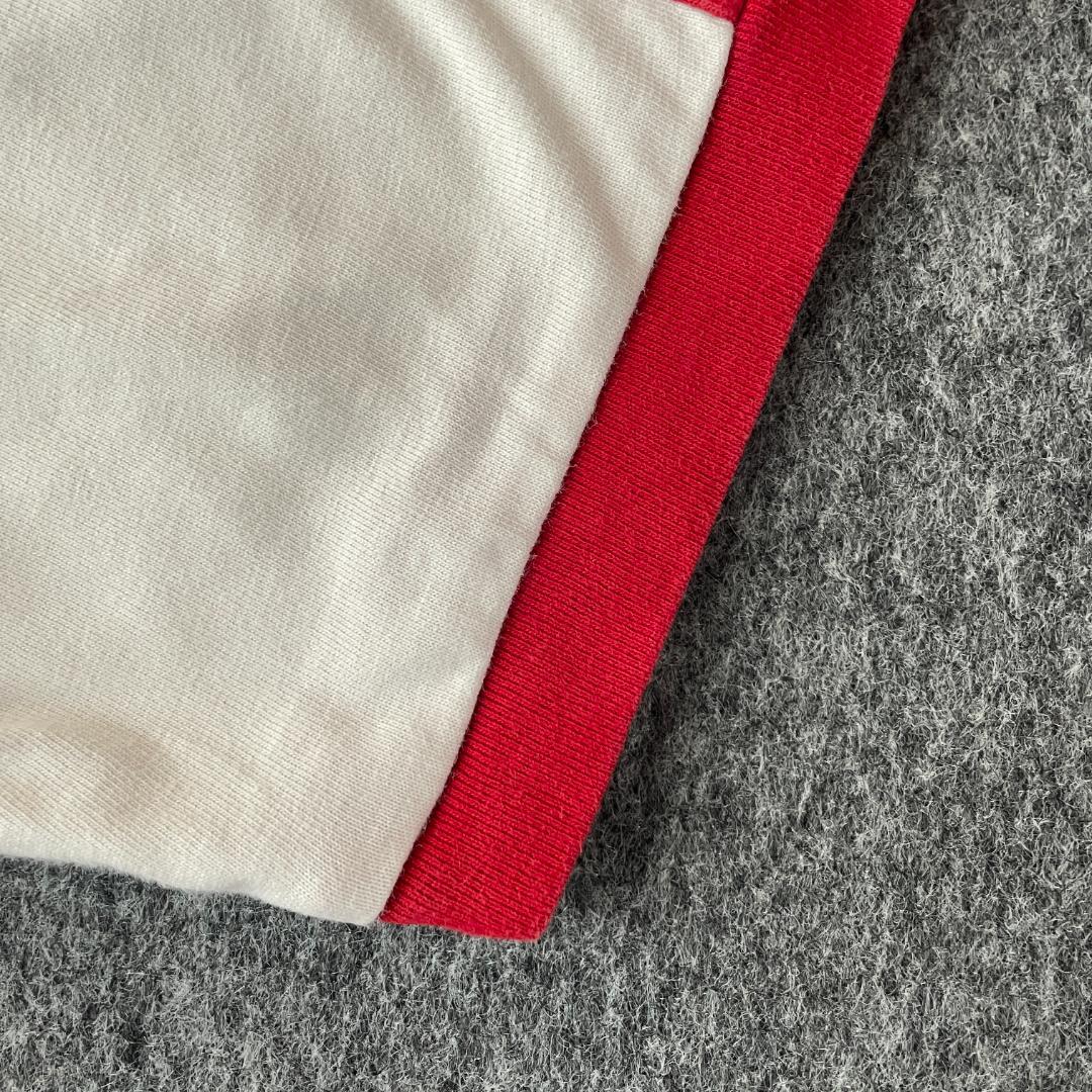 adidas　デザインTシャツ　リンガー　XL　トレフォイル刺繍　ワンポイント