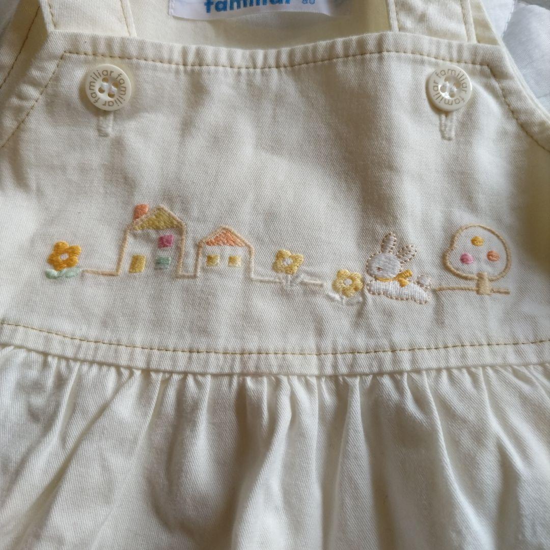 familiar ワンピース 80 犬刺繍付き