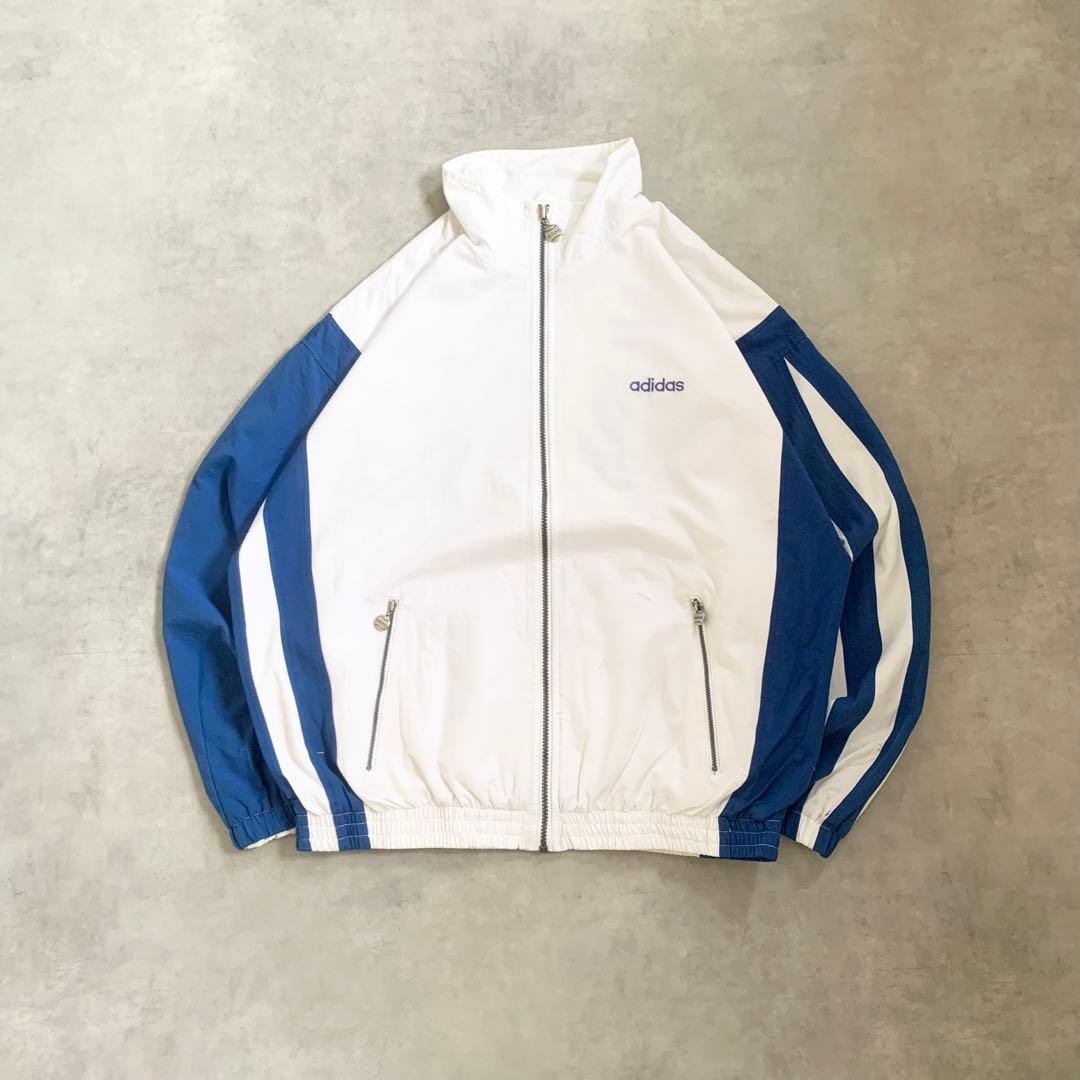 80sアディダス古着adidasナイロンジャケットホワイト袖ラインDB532L adidas