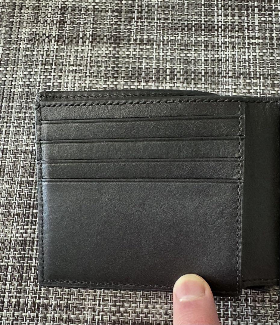 【良品】COACH コーチ 2つ折り財布　シグネチャー　レザー　ブラック