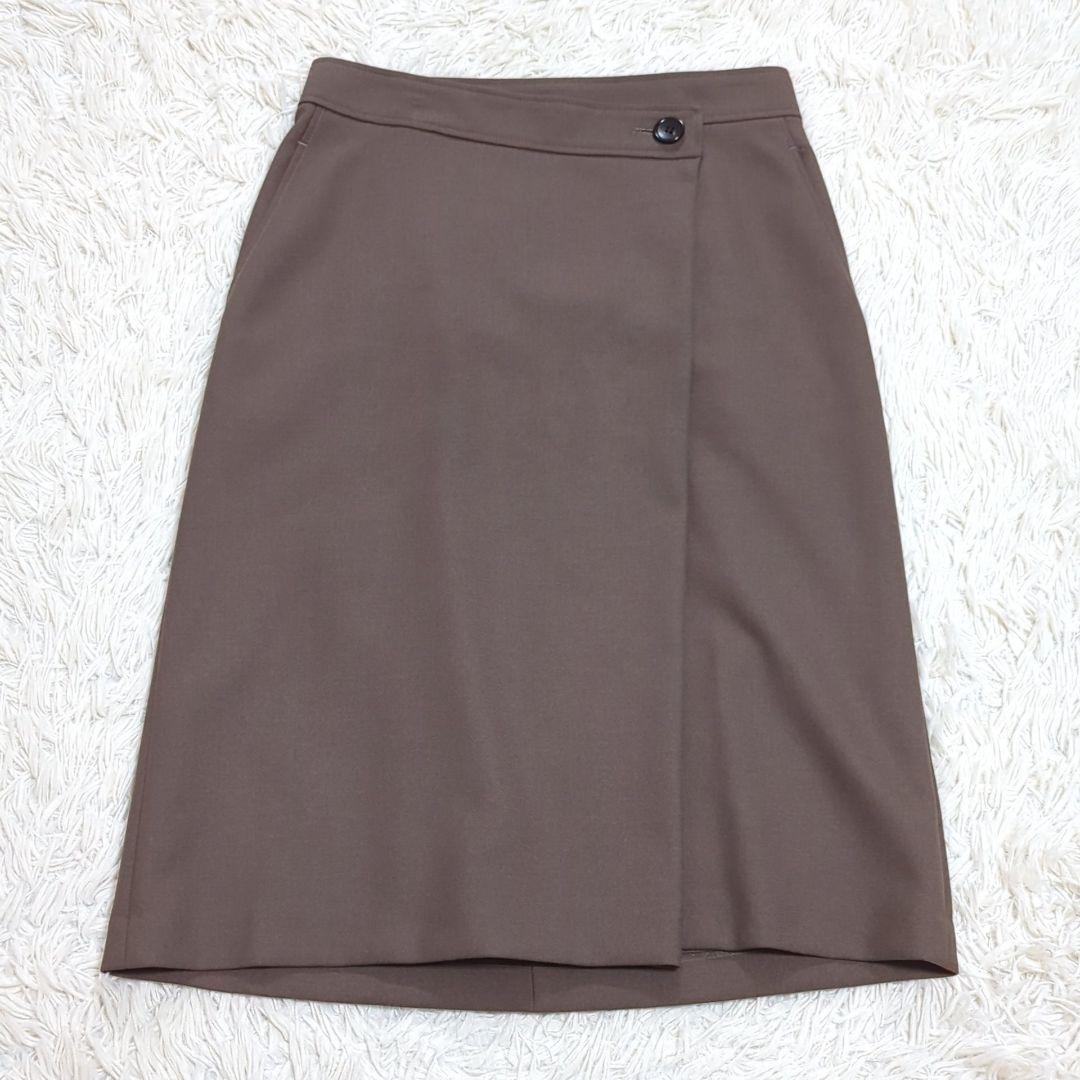 極美品 23区 スカートスーツ セットアップ ラップスカート風 ブラウン 極美品 23区 スカートスーツ セットアップ ラップスカート風 ブラウン