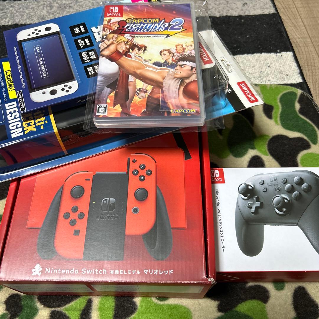 Switch有機ELマリオレッド中古品美品 プロコン➕スト2セット