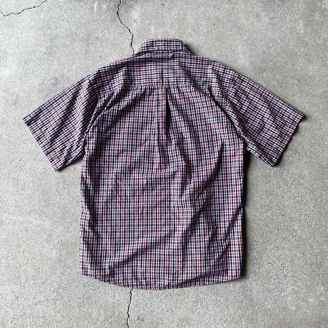 90s USA製 old stussy BD チェックシャツ 紺タグ 刺繍ロゴ