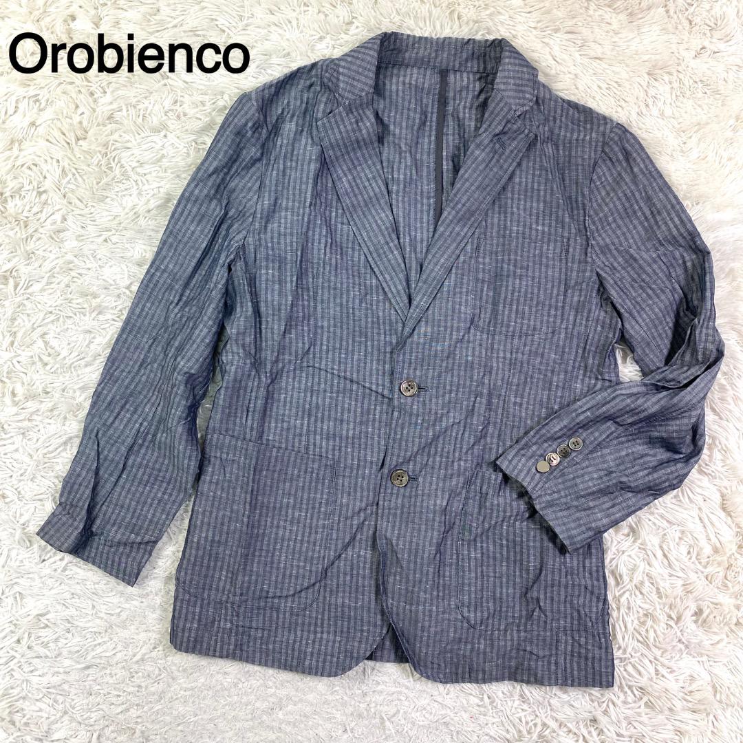 Orobianco ネイビーカラー ストライプデザイン サマージャケット