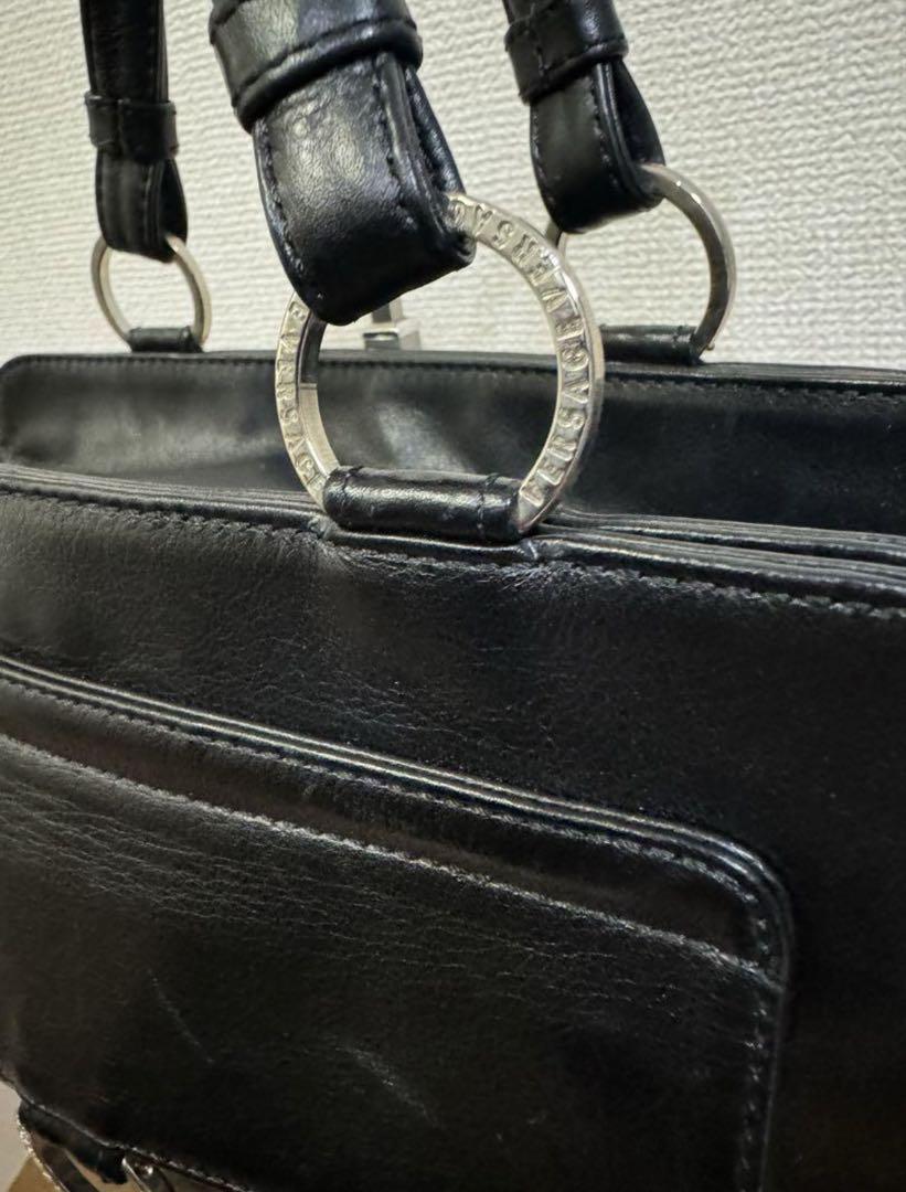 GIANNI VERSACE イタリア製 オールレザーハンドバッグ シルバー金具