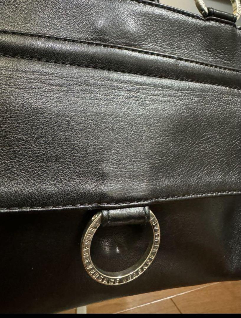 GIANNI VERSACE イタリア製 オールレザーハンドバッグ シルバー金具