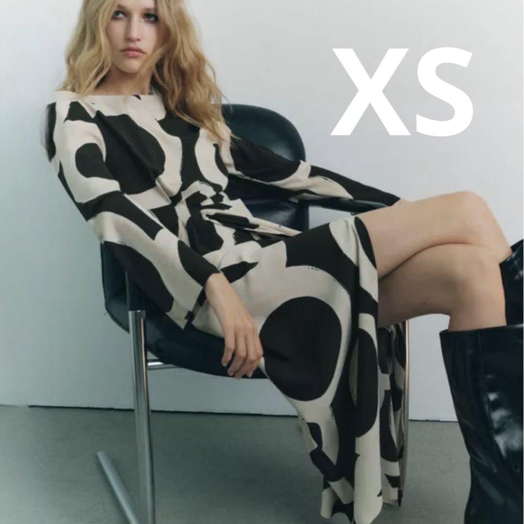 新品未使用タグ付き　ZARA プリント ミディワンピース XS 新品未使用タグ付き ZARA プリント ミディワンピース XS｜Yahoo