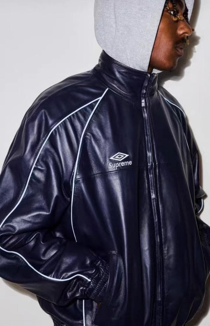 supreme Umbro Leather Track Jacket ネイビー supreme Umbro Leather Track Jacket ネイビー