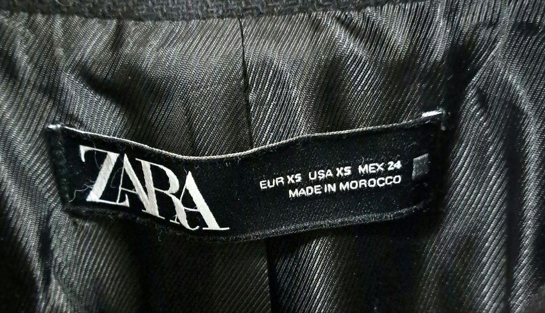 ZARA ウールブレンドハイネックコート ロングコート ブラック