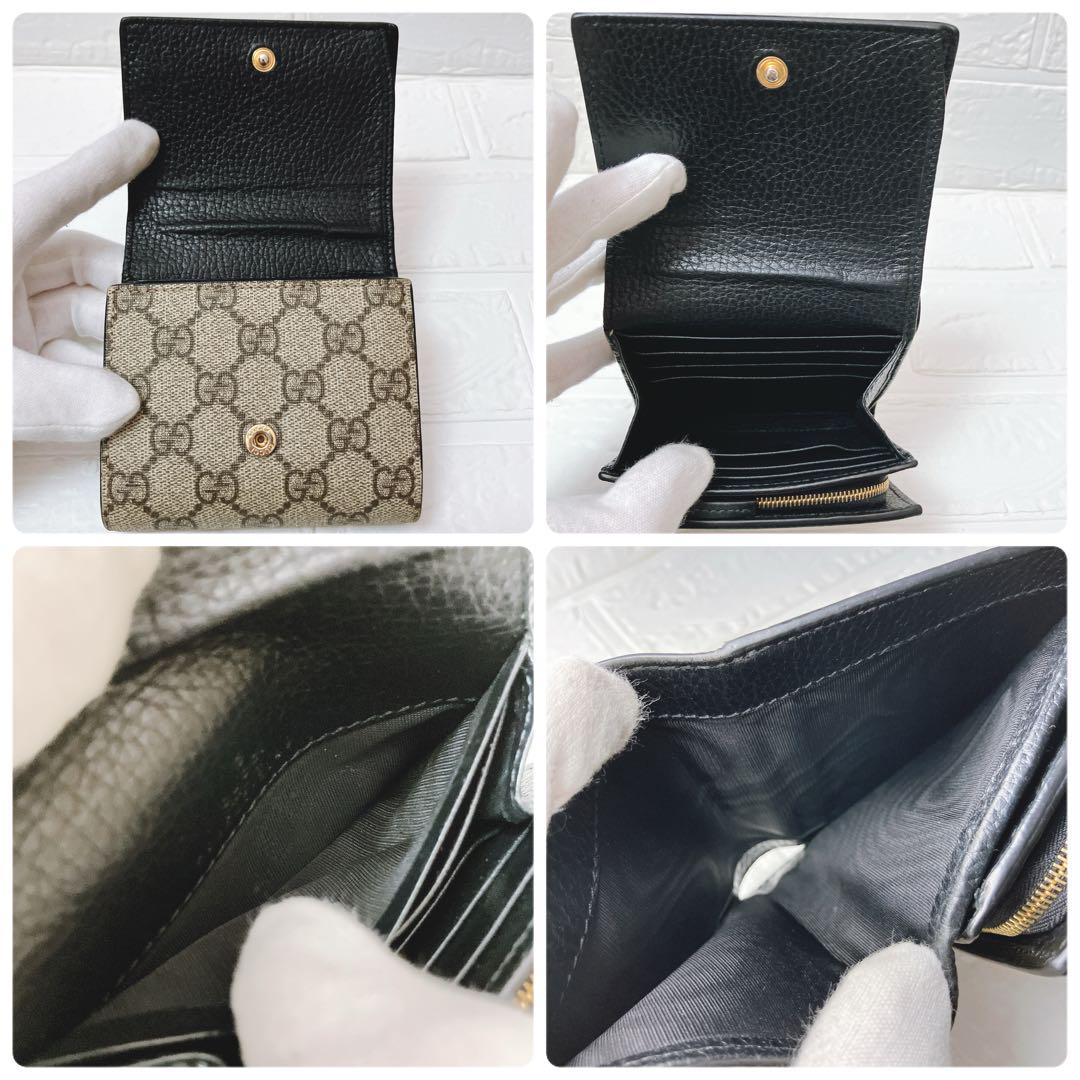 グッチ GUCCI GG マーモント 折り財布 ブラック レディース ON315