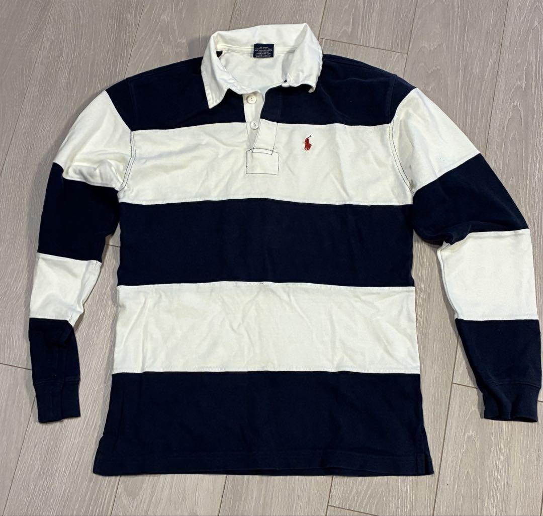Polo Ralph Lauren ネイビー、ホワイト ラガーシャツ M ポロラルフローレン ボーダー ラガーシャツ M ネイビー ホワイト